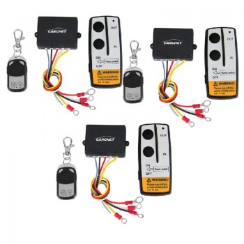 CARCHET 3 pcs Wireless Winch Remote Control Set Kit 12V For Truck Jeep SUV ATV
