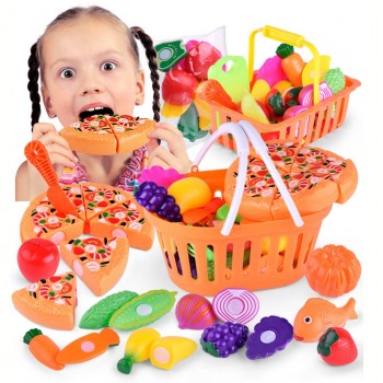 24pcs/lot Children Pretend Role Play House Toy Cutting Fruit Plastic Vegetables Food Kitchen Baby Classic Kids Educational Toys