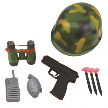 Surwish Military Solider Role Play Boys Toy Camouflage Hat Walkie Talkie Telescope Hand Gun Bullets Set