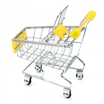Metal Mini Pretend Play Supermarket Handcart Shopping Utility Cart Mode Storage car Desk brinquedos de menina miniaturas