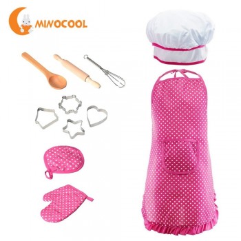 11Pcs/Set Kitchen Toy Children Cooking Utensils Kitchen Supplies Set Chef Set For Kids Cooking Play Set With Apron Chef Hat