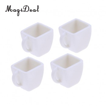 4Pcs 1/12 Miniature Milk Tea Coffee Wine Cups Mugs Dollhouse Tableware for Dollhouse Restaureant Living Room Furniture Decor