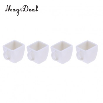 4Pcs 1/12 Miniature Milk Tea Coffee Wine Cups Mugs Dollhouse Tableware for Dollhouse Restaureant Living Room Furniture Decor