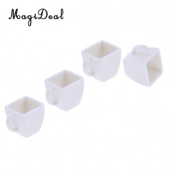 4Pcs 1/12 Miniature Milk Tea Coffee Wine Cups Mugs Dollhouse Tableware for Dollhouse Restaureant Living Room Furniture Decor