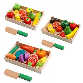 Wooden baby toy Cutting Fruit Vegetable Play miniature Food Kids Wooden baby early education real life cosplay kitchen food toys