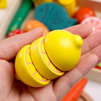 Wooden baby toy Cutting Fruit Vegetable Play miniature Food Kids Wooden baby early education real life cosplay kitchen food toys