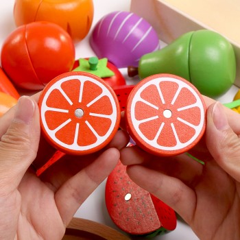 Wooden baby toy Cutting Fruit Vegetable Play miniature Food Kids Wooden baby early education real life cosplay kitchen food toys