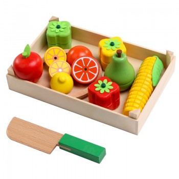 Wooden baby toy Cutting Fruit Vegetable Play miniature Food Kids Wooden baby early education real life cosplay kitchen food toys