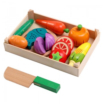 Wooden baby toy Cutting Fruit Vegetable Play miniature Food Kids Wooden baby early education real life cosplay kitchen food toys