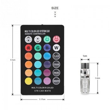 NEW Remote Control T10 5050 Car LED Bulb 6 SMD Multicolor W5W 501 Side Light Bulbs