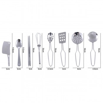 1Set 25pc Kids House Kitchen Toys Stainless Steel Cooking Cookware Pots Pan Children Pretend Play Kitchen Playset Silver Figures