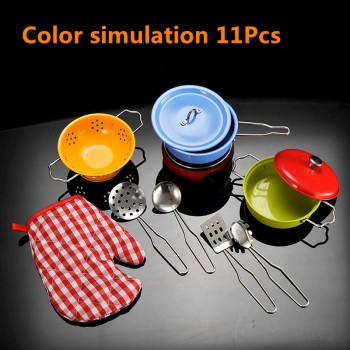 Stainless Steel Kids House Kitchen Toy Cooking Cookware Children Pretend Play Kitchen Playset - Silver Gifts Toys For Children
