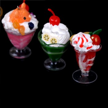 1pc Cute Dollhouse Miniature Drink Ice Cream Cups Set Model Pretend Play Mini Food  Fit Play House Toy Doll Accessories