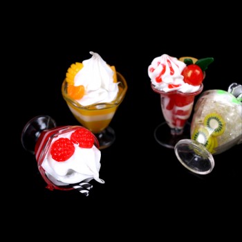 1pc Cute Dollhouse Miniature Drink Ice Cream Cups Set Model Pretend Play Mini Food  Fit Play House Toy Doll Accessories