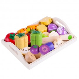 Magnetic Wooden Fruit and Vegetable Combination Cutting Kitchen Toy Set Children Play amp; Pretend Simulation Playset Kids Fun