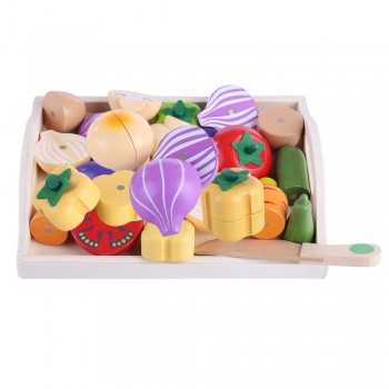 Magnetic Wooden Fruit and Vegetable Combination Cutting Kitchen Toy Set Children Play amp; Pretend Simulation Playset Kids Fun