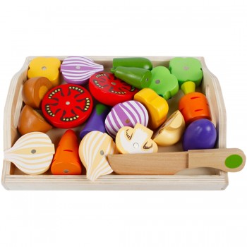 Magnetic Wooden Fruit and Vegetable Combination Cutting Kitchen Toy Set Children Play amp; Pretend Simulation Playset Kids Fun