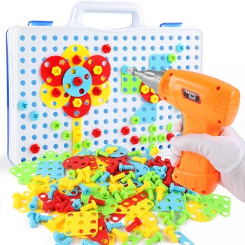 149/193Pcs Boys Toys Kids Drill Toys Electric Drill Screws Puzzle Assembled Mosaic Design Building Toys Creative Educational Toy
