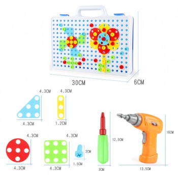 149/193Pcs Boys Toys Kids Drill Toys Electric Drill Screws Puzzle Assembled Mosaic Design Building Toys Creative Educational Toy
