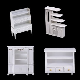 Dollhouse Mini Cabinet Model Chest Cupboard Shelf White Cabinet Kitchen Dining Display Display Doll House Kitchen Accessories