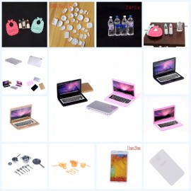 1 Set Mini Laptop Computer Dishes Phone Tableware Dollhouse Funitures For 1/6 Or 1/12 Dollhouse Pretend Toy For Children