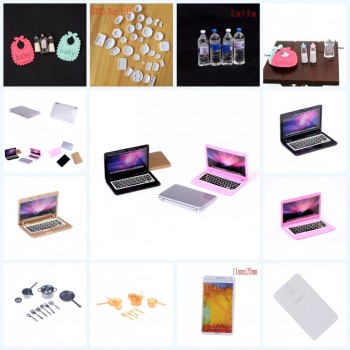 1 Set Mini Laptop Computer Dishes Phone Tableware Dollhouse Funitures For 1/6 Or 1/12 Dollhouse Pretend Toy For Children
