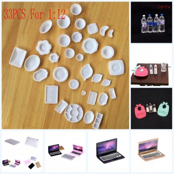 1 Set Mini Laptop Computer Dishes Phone Tableware Dollhouse Funitures For 1/6 Or 1/12 Dollhouse Pretend Toy For Children