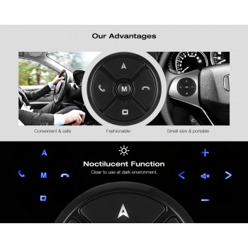 Car Intelligent Steering Wheel Controller Noctilucent GPS Hang Up/Answer/Volume Setting/Music Controlling Function T-3