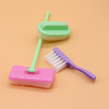 9 pcs/lot Delicate Doll House Cleaning Mop Broom Tools Pretend Play Furniture Toys Kit For Girls Kids Dolls Accessories