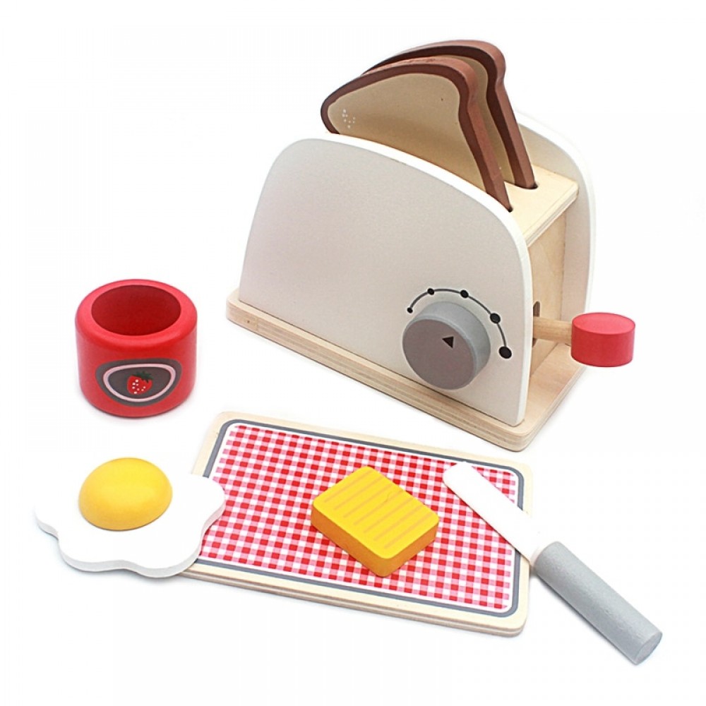 Wood Pretend Play Kitchen Role Play Game Toy Simulation Toasters Bread Maker Kitchen Play Food Set Educational Baking Kits Game