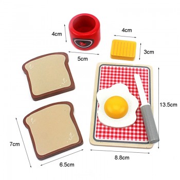 Wood Pretend Play Kitchen Role Play Game Toy Simulation Toasters Bread Maker Kitchen Play Food Set Educational Baking Kits Game