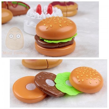 Kids Plastic Food Toy Pretend Play Kitchen Set Miniature Drink Bottles Cake Hamburgers Ice Cream Children Educational Girls Toys