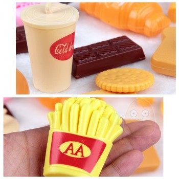 Kids Plastic Food Toy Pretend Play Kitchen Set Miniature Drink Bottles Cake Hamburgers Ice Cream Children Educational Girls Toys