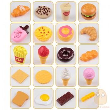 Kids Plastic Food Toy Pretend Play Kitchen Set Miniature Drink Bottles Cake Hamburgers Ice Cream Children Educational Girls Toys