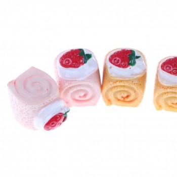 5pcs DIY Kitchen Toy Strawberry Cake Adorable Miniature Cakes Resin Cabochons For Phone Decoration Crafts Making