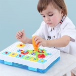 Kids Drill Toys Creative Educational Toy Electric Drill Screws Puzzle Assembled Mosaic Design Building Toys Boy Pretend Play Toy