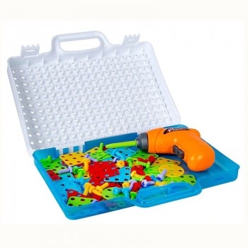 Kids Drill Toys Creative Educational Toy Electric Drill Screws Puzzle Assembled Mosaic Design Building Toys Boy Pretend Play Toy