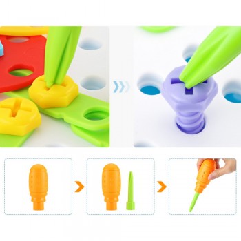 Kids Drill Toys Creative Educational Toy Electric Drill Screws Puzzle Assembled Mosaic Design Building Toys Boy Pretend Play Toy