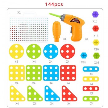 Kids Drill Toys Creative Educational Toy Electric Drill Screws Puzzle Assembled Mosaic Design Building Toys Boy Pretend Play Toy