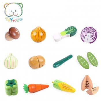 [Toy Woo] Kid Assembly Food Wood Toys Simulation Fruit And Vegetable Slice Toy Magnet Single Sold Classic Pretend Play