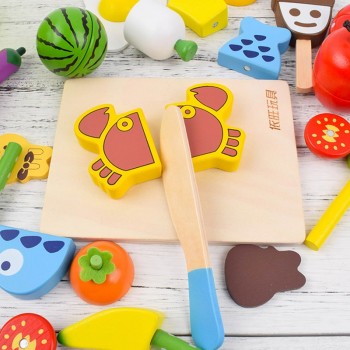 22pcs Children Wooden Kitchen Toy Cutted Vegetable Fruit Toy with Magnet for Cooking Early Learning Educational Toy Gift