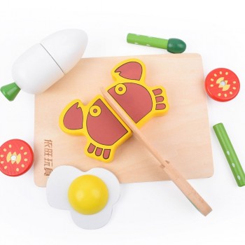 22pcs Children Wooden Kitchen Toy Cutted Vegetable Fruit Toy with Magnet for Cooking Early Learning Educational Toy Gift