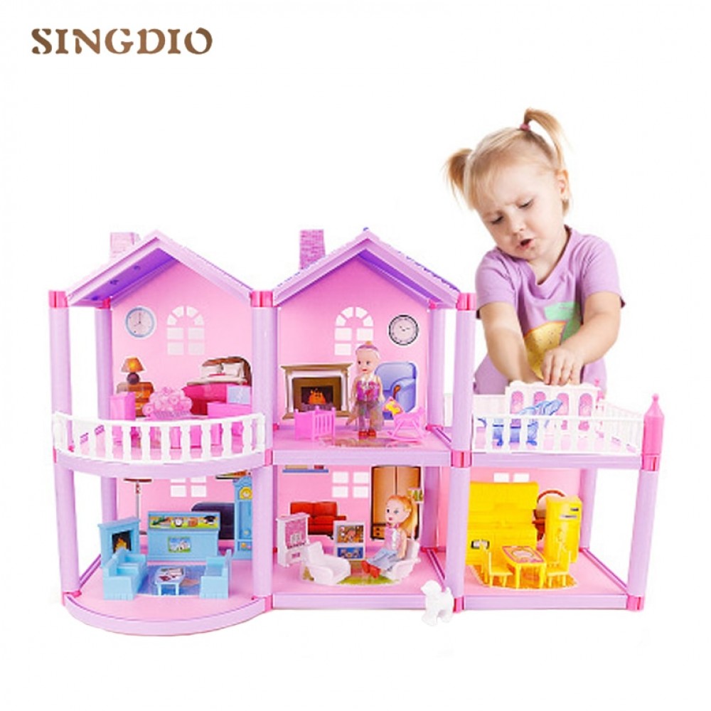 DIY Princess doll house small villa dream home House castle simulation room dream girl toy miniature furniture children gift