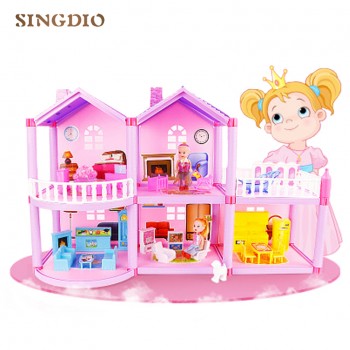 DIY Princess doll house small villa dream home House castle simulation room dream girl toy miniature furniture children gift