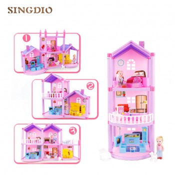 DIY Princess doll house small villa dream home House castle simulation room dream girl toy miniature furniture children gift