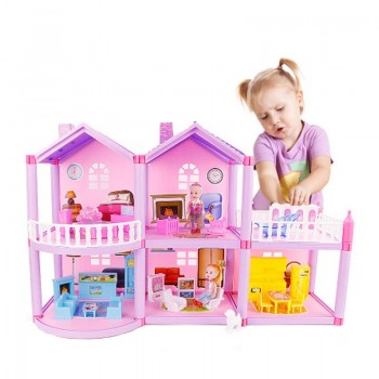 DIY Princess doll house small villa dream home House castle simulation room dream girl toy miniature furniture children gift