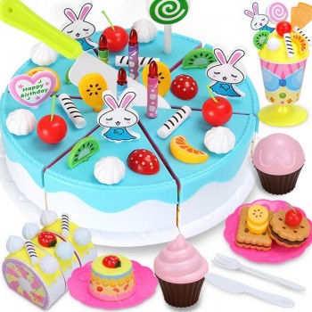 12 Types New Kitchen Toys Pretend Play Cutting Birthday Cake Food Toy Tableware Cocina Juguetes Plastic Play Food Tea Set Gift