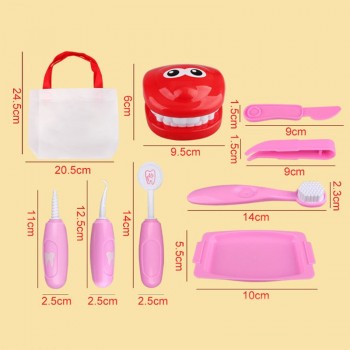 9Pcs Pretend Play Toy Dentist Check Teeth Model Set Medical Kit Educational Role Play Simulation Learing Toys For Children Kids