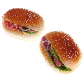 Fake Hamburger Simulation Decor Hamburger Cake Squeeze Hot Dog Squishy Charm Bread Strap Gift Pretend Play Kitchen Toys