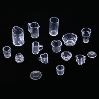 15Pcs Doll House Plastic Kitchen Tableware Cups for Barbi Dolls Accessories Pretend Play Toys Kitchen Toys Collection Decor